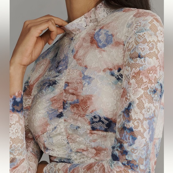 By Anthropologie Mock Neck Fitted Lace Dress - Picture 2 of 4